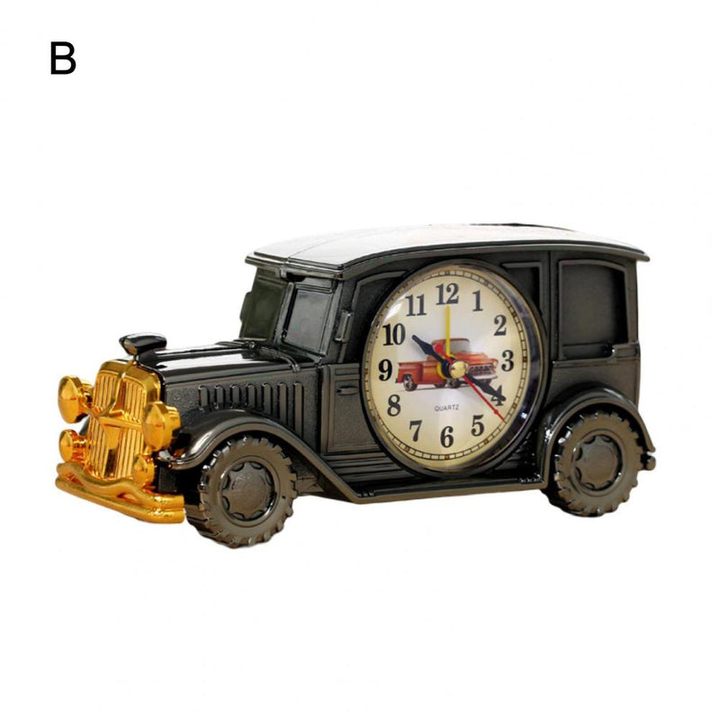 Time Display Simple Operation Classic Car Shape Antique Clock Desktop Ornament for Bedroom