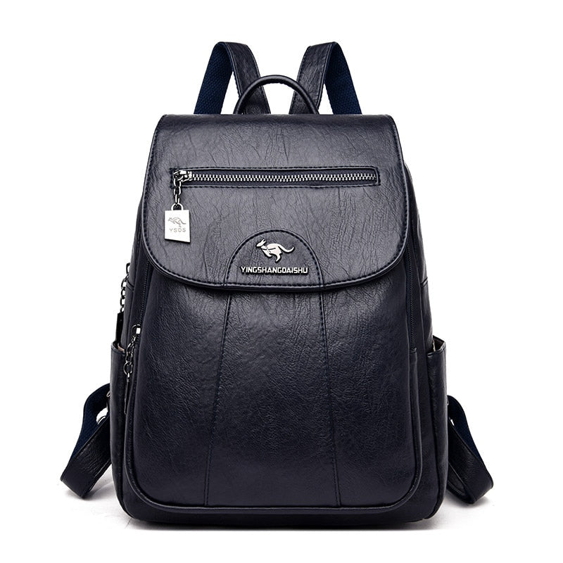 2022 Women Leather Backpacks High Quality Female Vintage Backpack For Girls School Bag Travel Bagpack Ladies Sac A Dos Back Pack