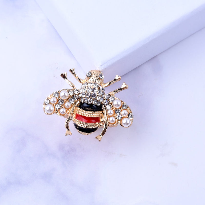 New Fashion Women Animal Bee Rings Pearl Party Wedding Female Jewelry Gold Colour  Adjustable  Trend Rings  Unique Like Gift