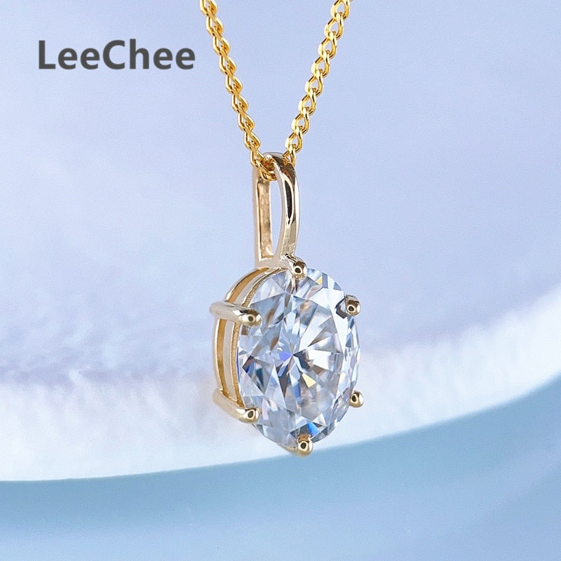 18K Gold Moissanite Pendant Real Au750 Necklace 1.5CT 6*8MM Oval Lab Diamond Fine Jewelry for Girl Party Gift with Certificate