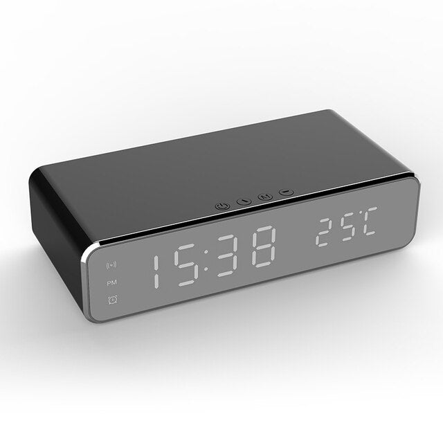 LED Digital Alarm Clock Electric With Wireless Charger Desktop Clock  Thermometer Despertador HD Mirror Clock Watch Table Decor