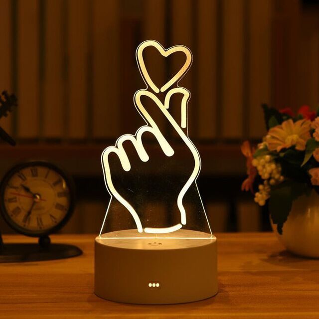 Romantic Love 3D Acrylic Led Lamp for Home Children&#39;s Night Light Table Lamp Birthday Party Decor Valentine&#39;s Day Bedside Lamp