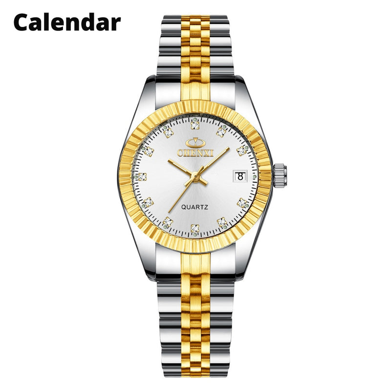 CHENXI Women Quartz Watch Golden &amp; Silver Classic Female Elegant Clock Watches Luxury Gift Ladies Waterproof Wristwatch