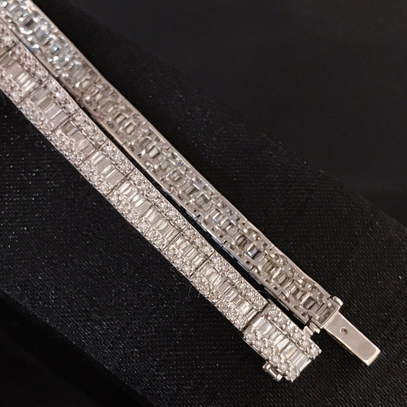 UBESTNICE Luxury Full Diamond Bracelets Genuine 18K Solid White Gold AU750 Women Fine Jewelry Elegant Fashion Wedding Party Gift