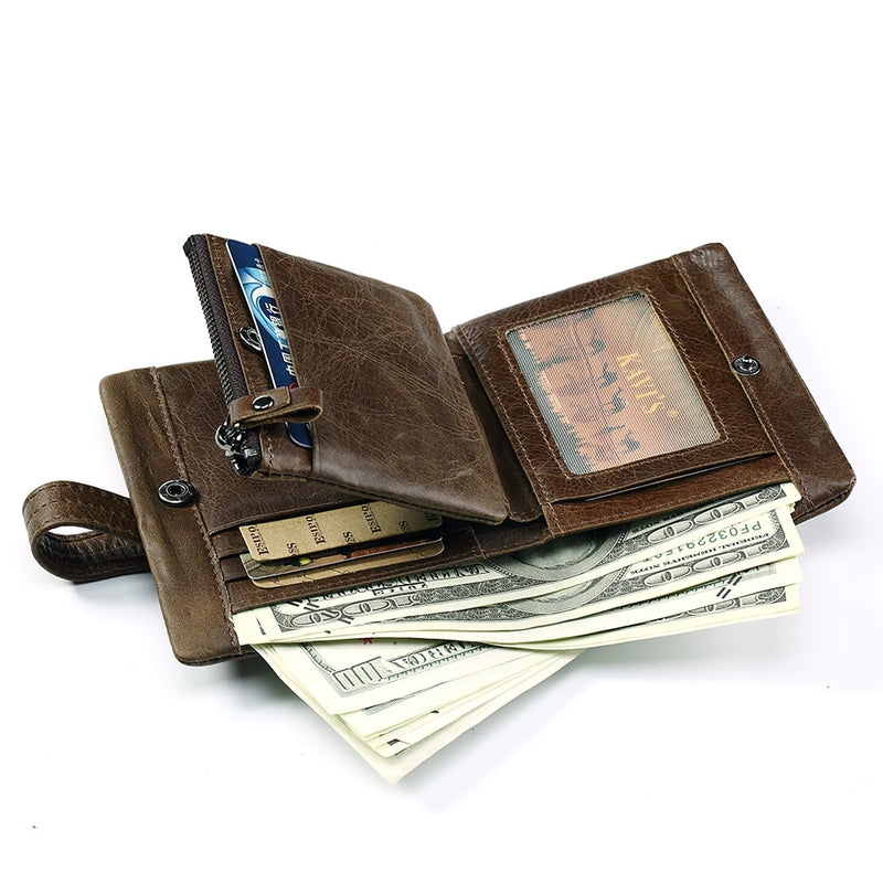 Top Sale 100% Genuine Leather Men Wallet Coin Purse Small Card Holder PORTFOLIO Portomonee Male Walet Pocket Coffee Money