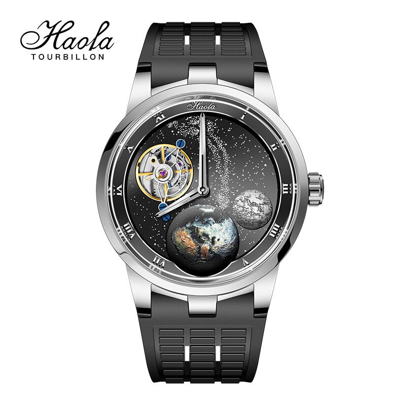 Haofa 1952 Carrousel Mechanical Watch For Men Flying Sapphire Karrusel Starry Mens Watch Power Reserve 80H Luxury Fashion Blue