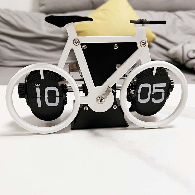 Besteuropean Bicycle Style Page Turning Clock Home Simple Desktop Pendulum Clock Fashion Ornaments Decorative Clock