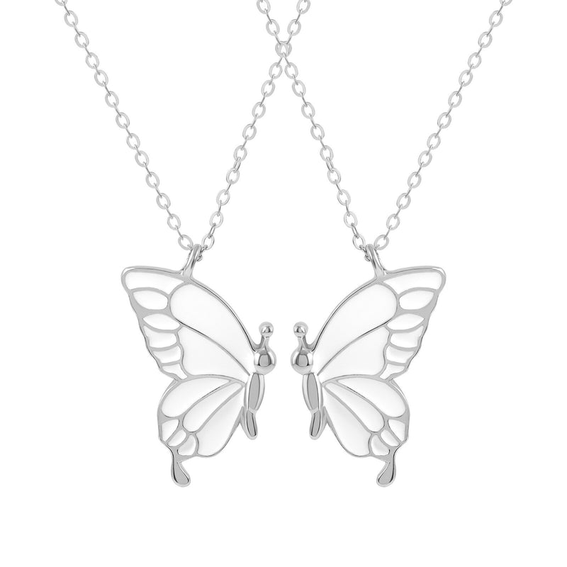 2PCS Best Friend Butterfly Necklaces BFF Friendship Necklace for 2 Girls Lover Couple Necklace Long Distance Birthday Gifts