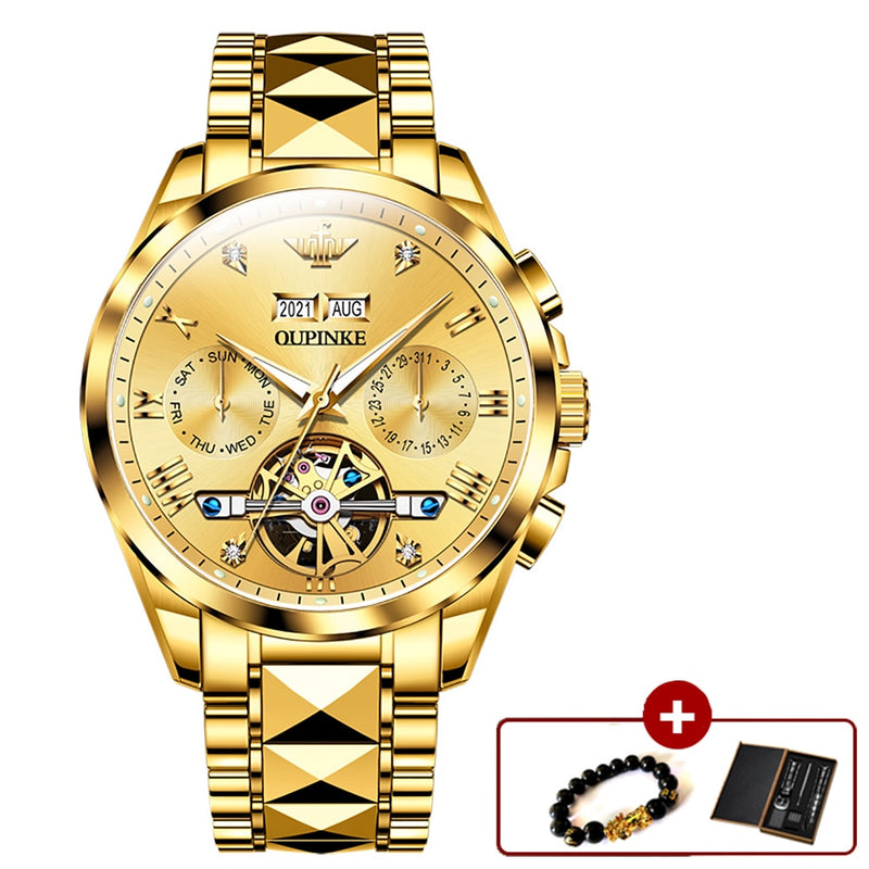 Original OUPINKE Luxury Automatic Watch for Men Mechanical Sapphire Crystal Waterproof Fashion Top Brand Hollow Wrist Watches