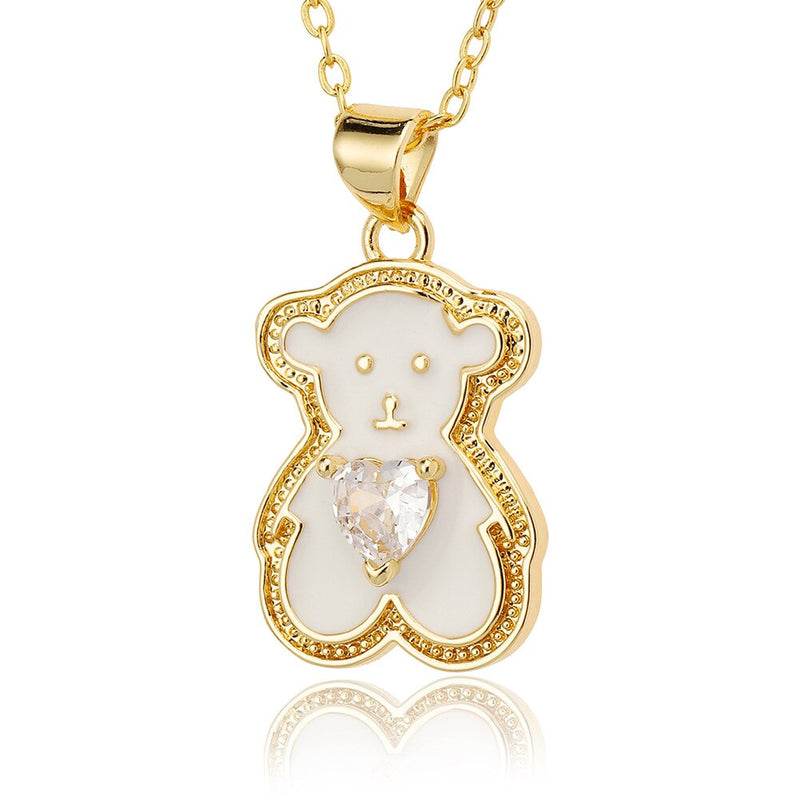 New Women's Fashion Jewelry Copper Plated Real Gold Pendant LOVE Love Bear Temperament Wild Necklace Party Holiday Gift