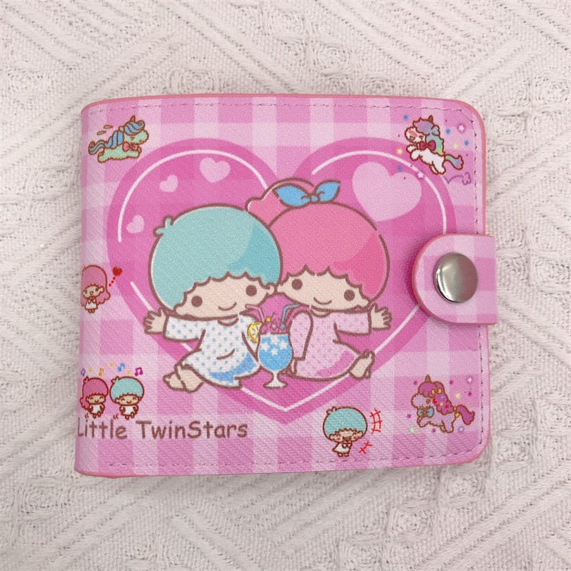 Kawaii Hello Kitty Cinnamoroll My Melody Kuromi Sanrios New Pu Casual Money Bag Coin Purse Card Holder Wallet with Buttons