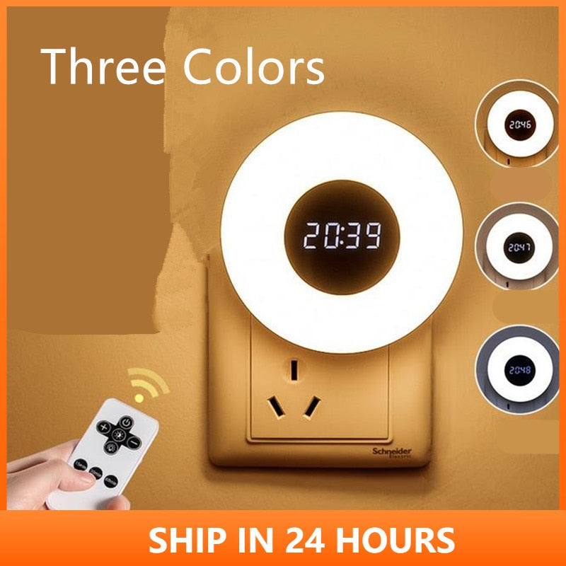 Three Colors 3D Remote Control LED Wall Clock Timing Digital Table Alarm Clock Wall Clock Nightlight For Home Living Room 2#