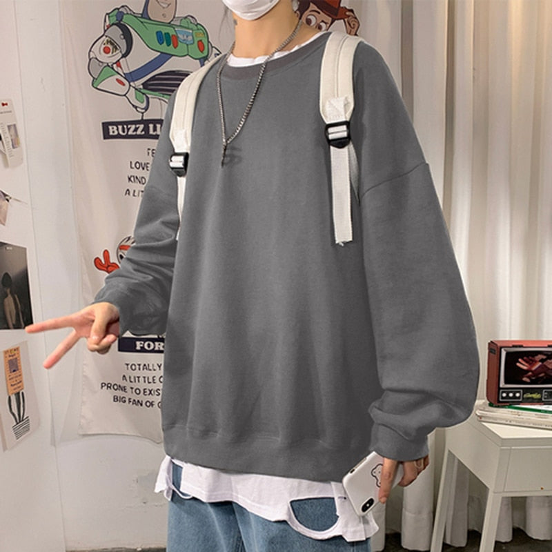 New Men Hoodies Autumn Winter Korean Fashion Letter Print Oversized Pullover Tops Harajuku Hip Hop Casual Sweatshirts Streetwear