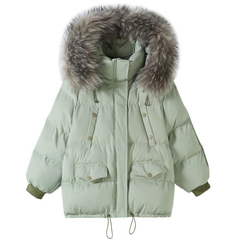 2022 New Winter Jacket Women Parkas Big Fur Collar Hooded Coat Warm Cotton padded Parka Female Jacket Loose Outwear