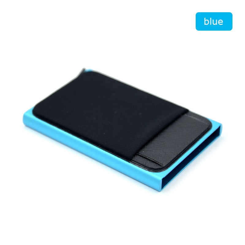 YUECIMIE Slim Aluminum Wallet With Elasticity Back Pouch ID Credit Card Holder Mini RFID Wallet Automatic Pop up Bank Card Case