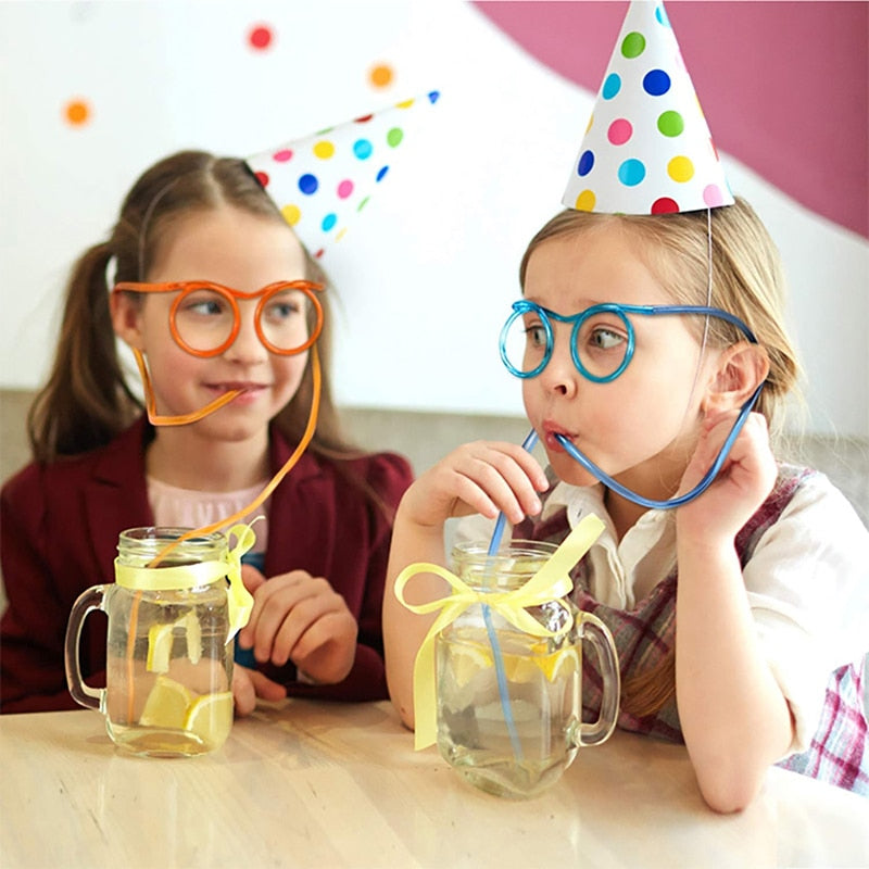 Straw Glasses Funny Soft PVC Glasses Flexible Drinking Straws Kids Party Supplies Bar Supplies Accessories Creativity Toy