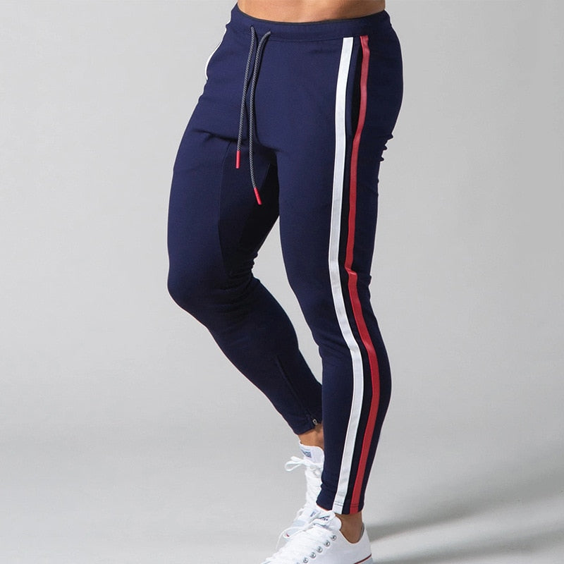 Joggers Men Striped Sweatpants Casual Long Pants Men Fitness Running Workout Track Trousers