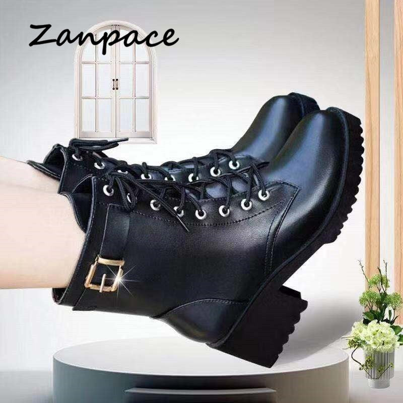 2022 Winter Leather Women Winter Boots Thick Wool Warm Women High-heeled Genuine Boot High-quality Female Snow Boots Women Shoes