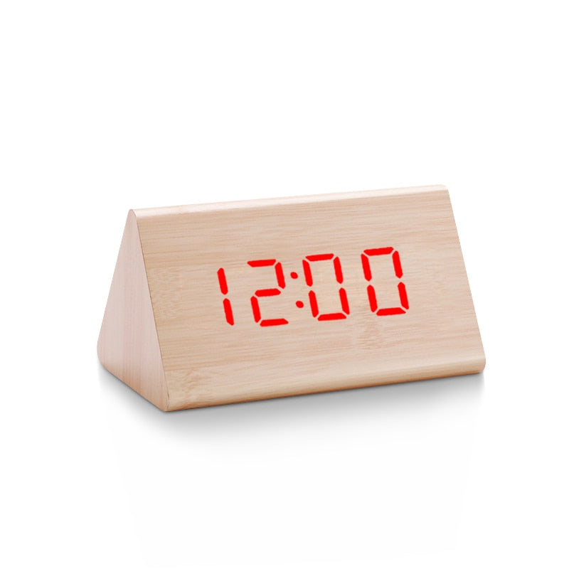 Digital Clock LED Wooden Alarm Clock Table Sound Control Electronic Clocks Desktop USB/AAA Powered Desperadoes Home Table Decor