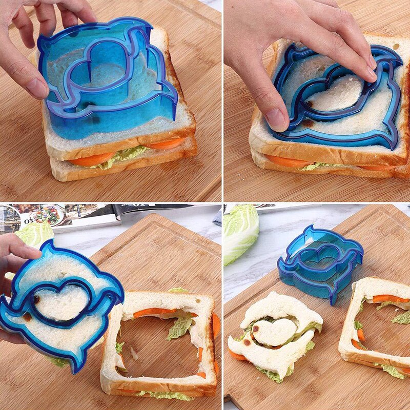 Diy Sandwich Cutter Mould Children Funny Cartoon Lunch Breakfast  Food Cutting Die Bread Mold Baking Tool Kitchen Accessories