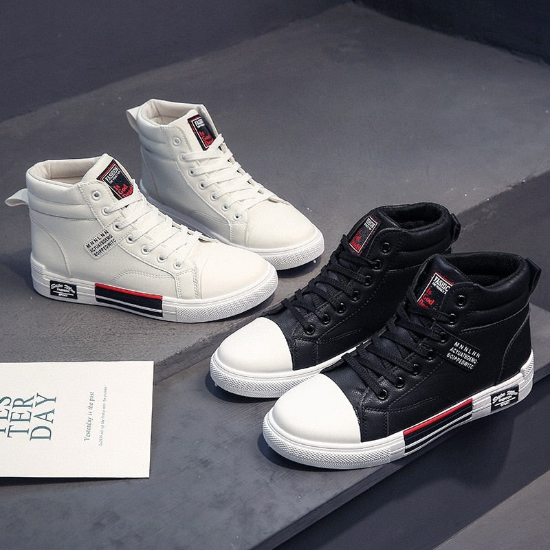 Brand Men High-Top Skateboard Shoes Leather Men&