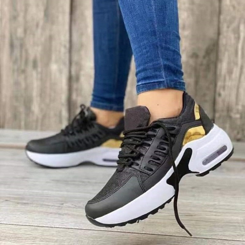 Wedge Platform Sneakers 2022 New Fashion Plus Size Casual Sport Shoes Ladies Lace-up Mesh Breathable Women Vulcanized Shoes