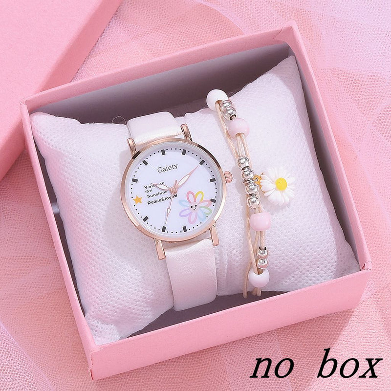 Gaiety Brand 2PCS Set Women Watch Fashion Leather Ladies Quartz Wristwatch Dress Watch For Women Clock Girl Reloj Mujer No Box