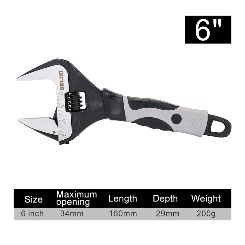 DELIXI Genuine Adjustable Wrench Universal Spanner CR-V Steel Mechanical Workshop Hand Repair Tools Car Bicycle Wrench