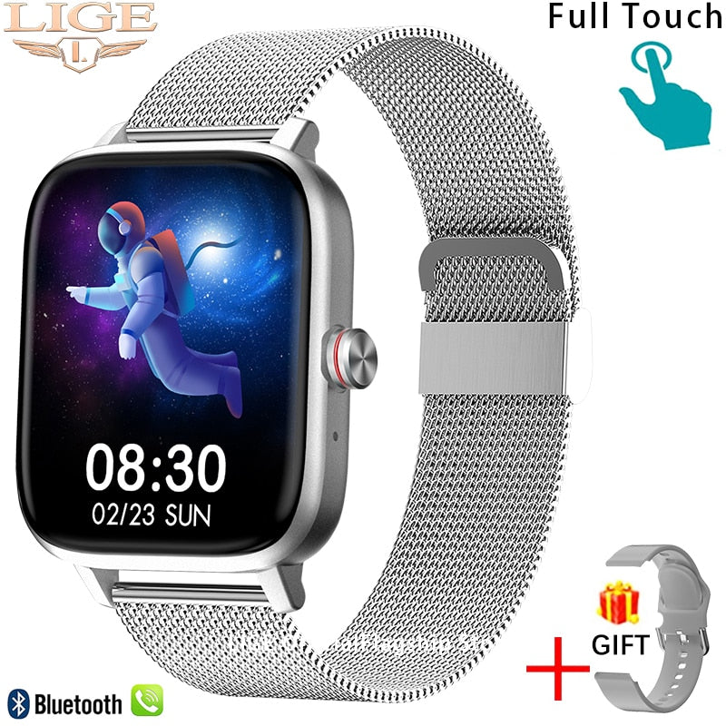 LIGE Call Smart Watch Women Custom Dial Smartwatch For Android IOS Waterproof Bluetooth Music Watches Full Touch Bracelet Clock