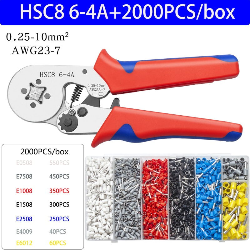 Wire Ferrule Crimping Tools Tube Terminal Crimping Pliers HSC8 6-4 0.25-10mm²/6-6 0.25-6mm² Electrician Fixtures Wire Tips