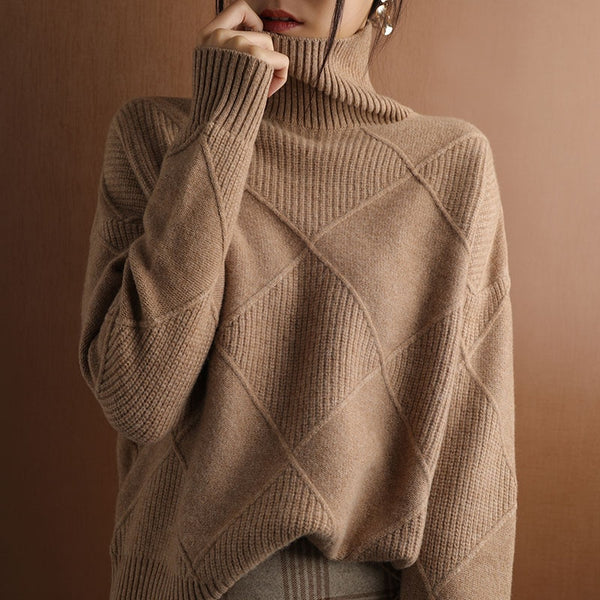 2022 Autumn and Winter New Women&#39;s Pullover Sweater Thickened Warmth Fashion Large Size Knitted Wool Sweater High Collar