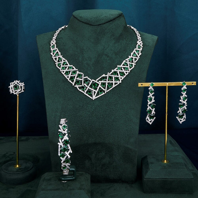 TIRIM Luxury Elegant Bridal Necklace Set for Women Cubic Zirconia Wedding Jewelry Sets Dubai Saudi Party Jewellery Accessories