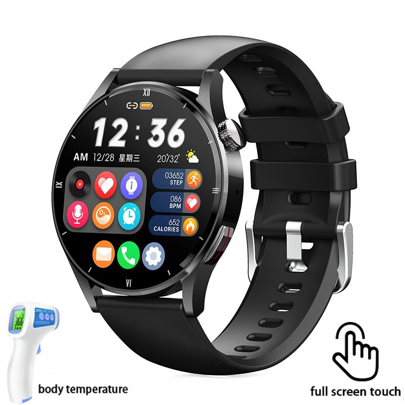 Lige Watch For Men Smart Watch AMOLED HD Screen Body Temperature Detection Ai Smart Voice Smartwatch 2022 Bluetooth Call Clock