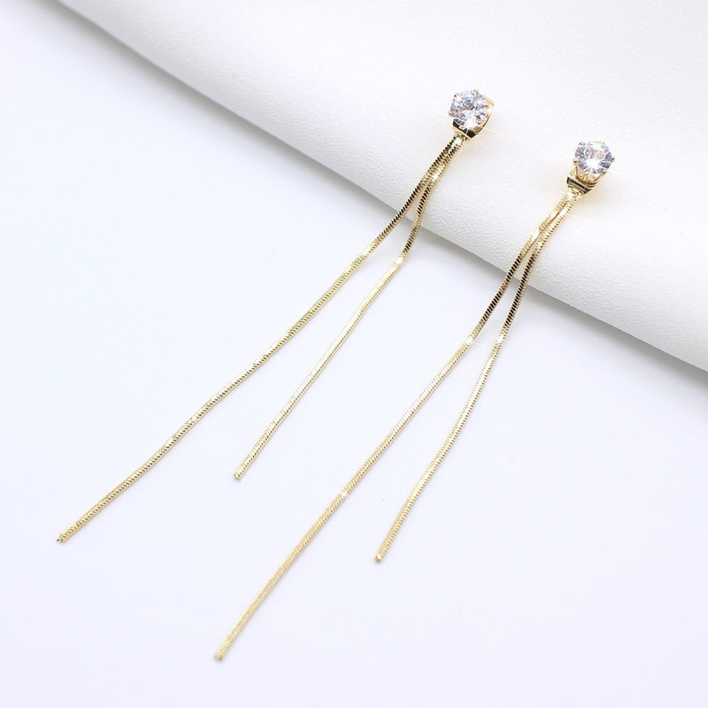 LATS Trend Long Wire Tassel Thread Chain Climb Star Heart Beads Pendants Drop Earrings women&