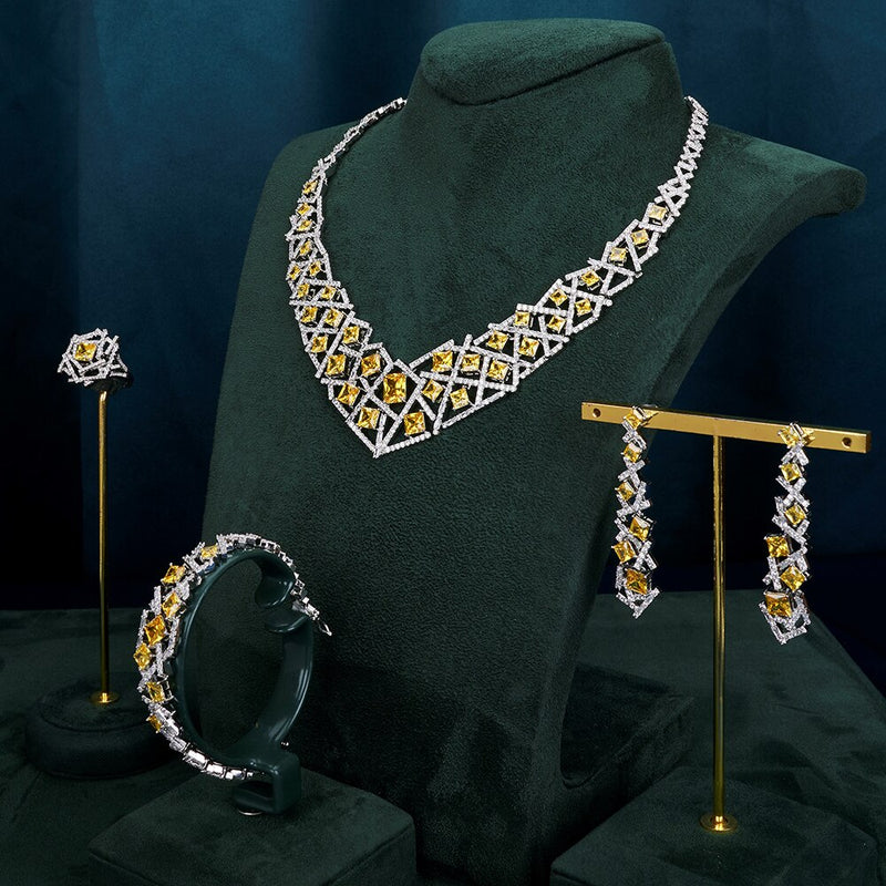 TIRIM Luxury Elegant Bridal Necklace Set for Women Cubic Zirconia Wedding Jewelry Sets Dubai Saudi Party Jewellery Accessories