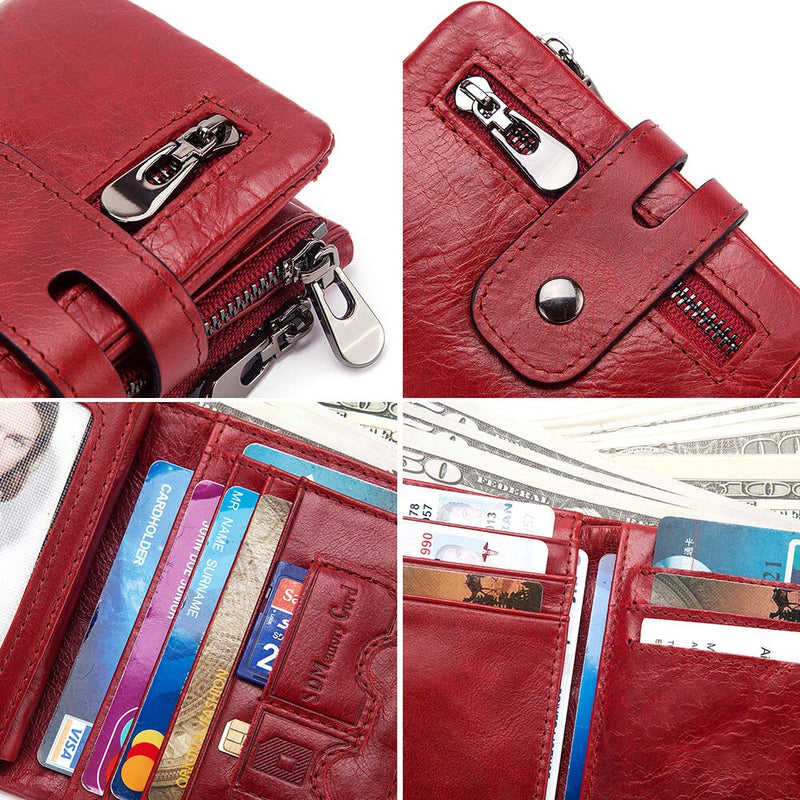 New Fashion Women Wallet Genuine Leather Lady Wallets Female Hasp Double Zipper Design Coin Purse ID Card Holder Short Wallet