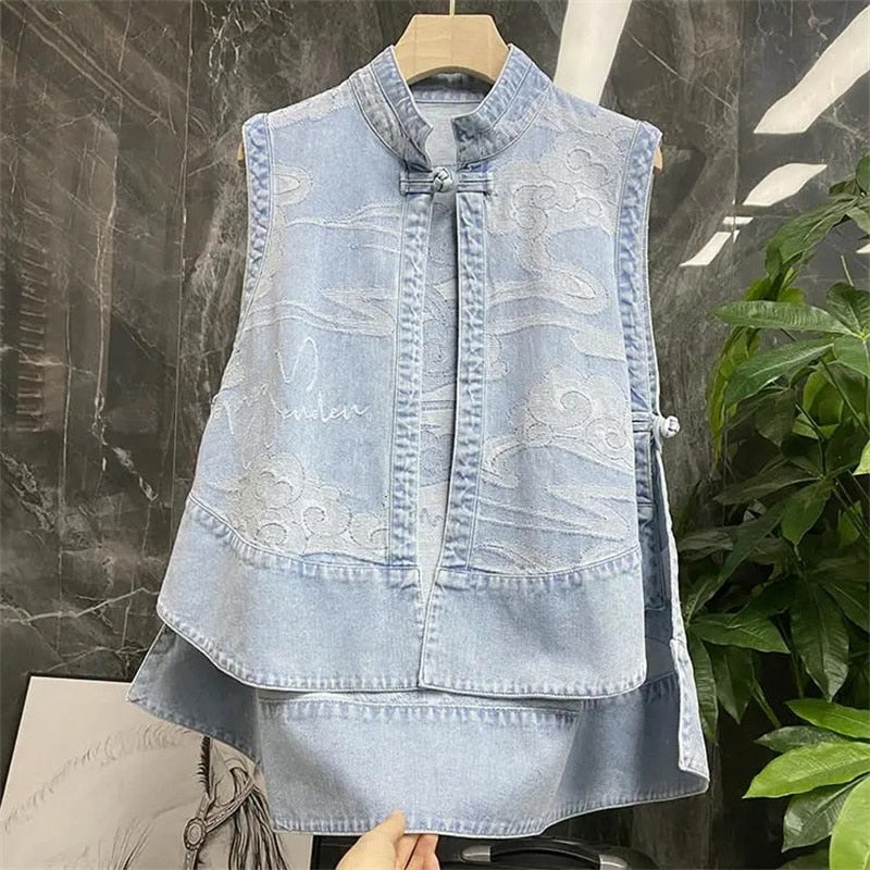 Fashion Denim Vest Women's 2022 Net Infrared Wear Loose Summer Thin Section Outer Wear Vest Vest Jacket tTrendy