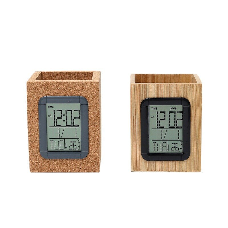 Creative Alarm Clock Multi-function Digital Display Led Clock Date Temperature And Humidity Wooden Home Office Desk Clocks