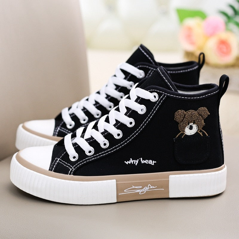 2022 Cute Canvas Shoes Women Breathable Sneakers Brand Sport Shoes for Woman Casual Vulcanized Shoe Flats High Top Zapatos Mujer