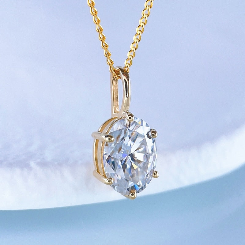 18K Gold Moissanite Pendant Real Au750 Necklace 1.5CT 6*8MM Oval Lab Diamond Fine Jewelry for Girl Party Gift with Certificate