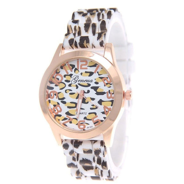 Fashion Geneva Brand Ladies Watch Leopard pattern Quartz Wristwatch Women Band Casual Female Clock relogio feminino