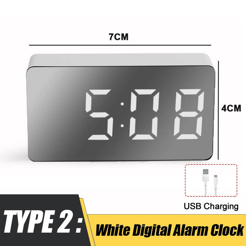 Mirror Table Clock Digital USB Alarm Snooze Display Time Night LED Light Desk Desktop Home Decor Gifts for Children