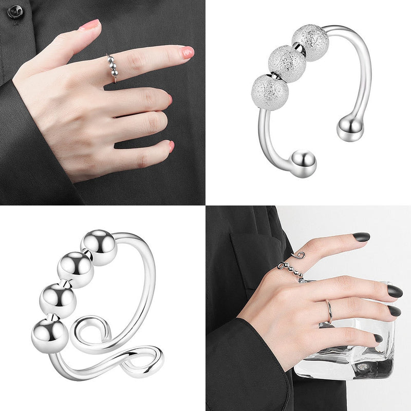 Stainless Steel Anxiety Ring Adjustable Fidget Spinner Rings Bague Anti Stress Jewelry Titanium Anillos Mujer Ringen Wedding