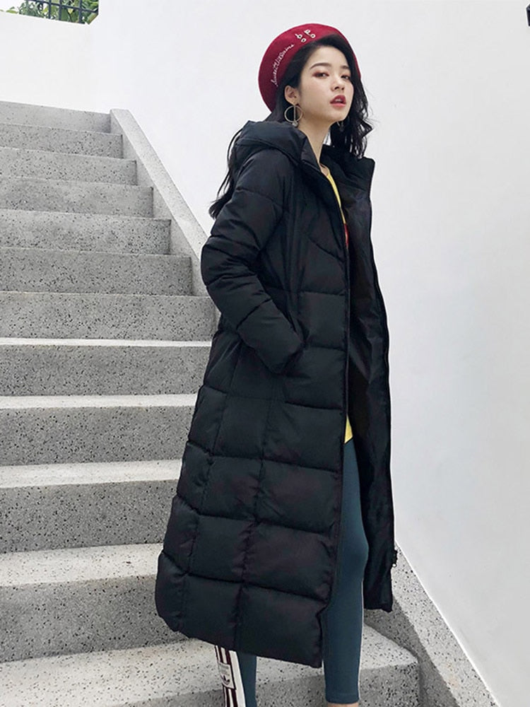 Hot Sale Winter Women Jacket X-long Parkas Hooded Cotton Padded Female Coat High Quality Warm Outwear Womens Parka Winter Coat