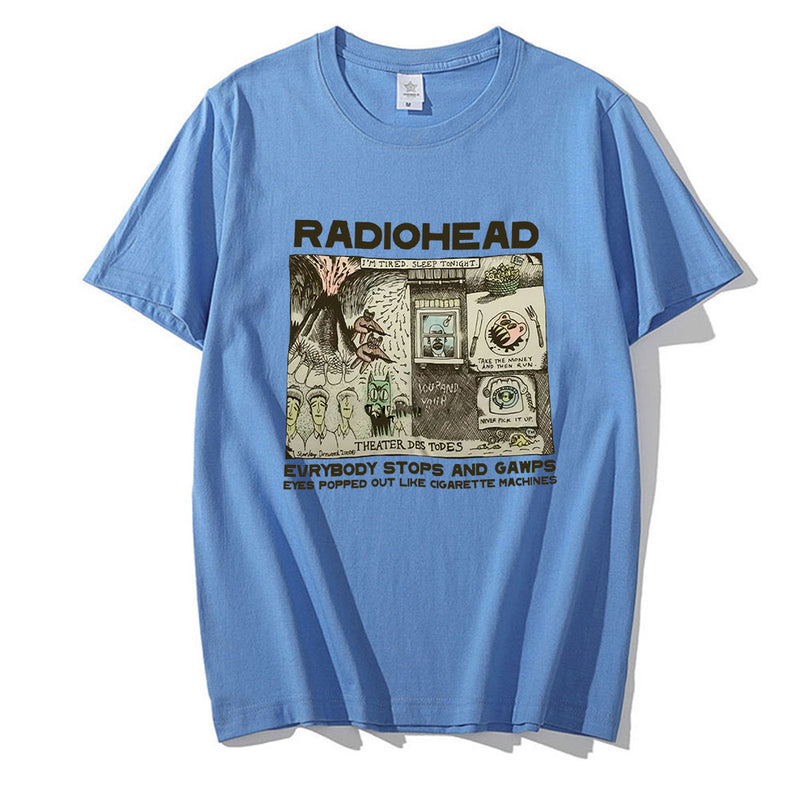 Radiohead T Shirt Men Fashion Summer Cotton T-shirts Kids Hip Hop Tops Arctic Monkeys Tees Women Tops Rock Boy Camisetas Hombre