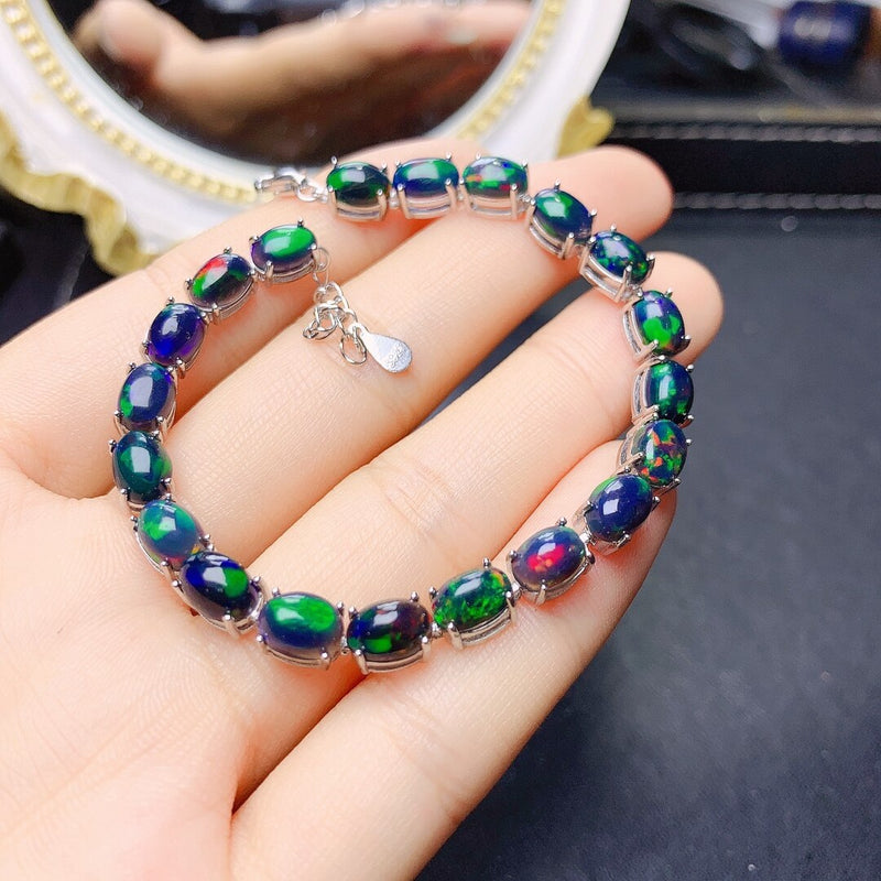 Free shipping on new Christmas Sterling Gems in luxury Female Jewelry Female Silver Silver 925 Female  Opal Bracelet