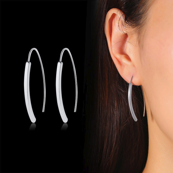 Vnox Simple Line Earrings for Women Minimalist Stainless Steel Lady Earrings