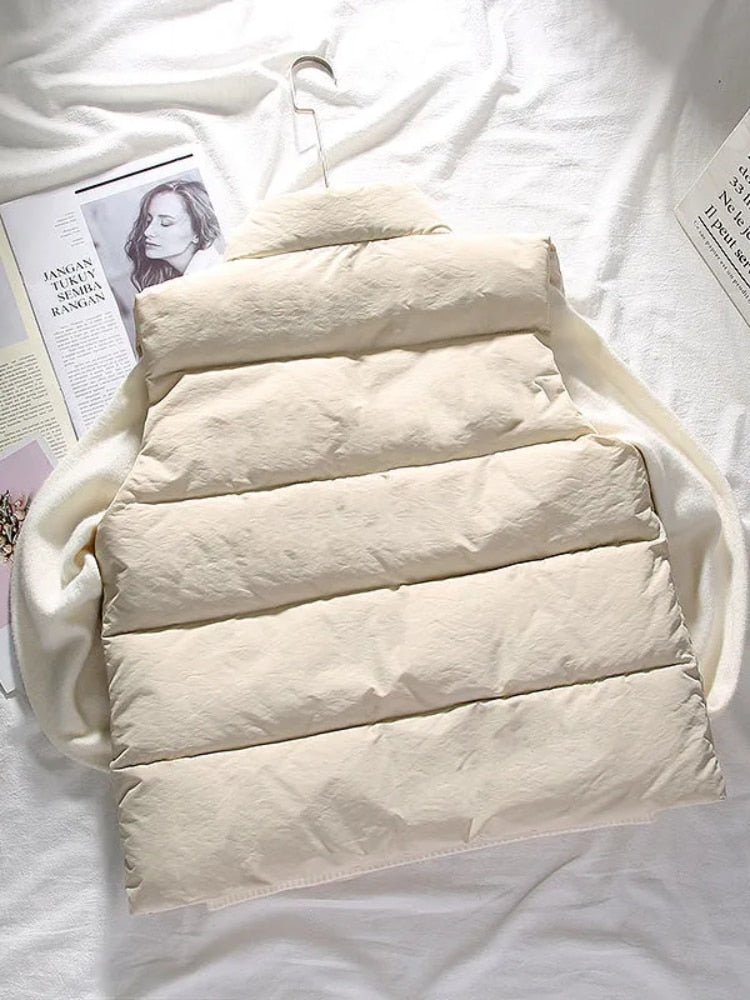 Women Winter Warm Cotton Padded Puffer Vests Sleeveless Parkas Jacket