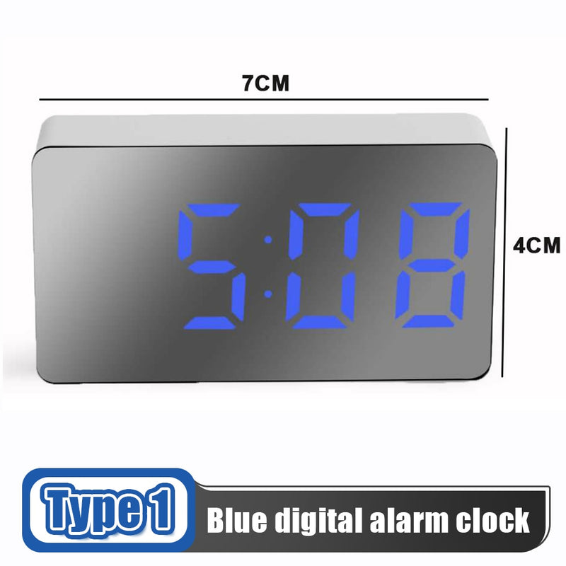 LED Mirror Table Clock Digital Alarm Snooze Display Time Night Light  Desktop USB Alarm Clock Home Decor Gifts for Children