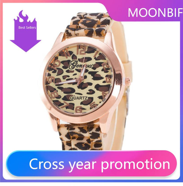 2021 New Fashion Simple Watch Watches for Women Leopard Print Silicone Watch Jelly Analog Girl Wristwatch Geneva Dress Relojes